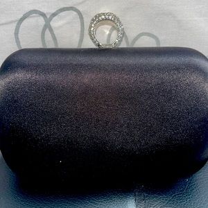 Satin black clutch bag